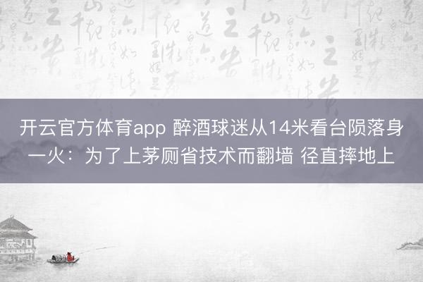 開云官方體育app 醉酒球迷從14米看臺隕落身一火：為了上茅廁省技術而翻墻 徑直摔地上
