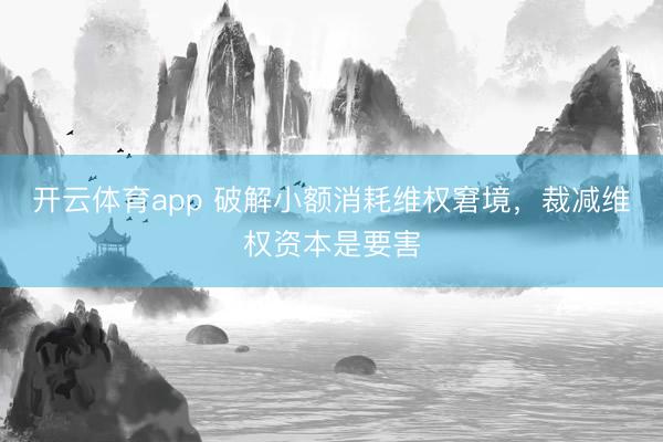 開云體育app 破解小額消耗維權窘境,裁減維權資本是要害