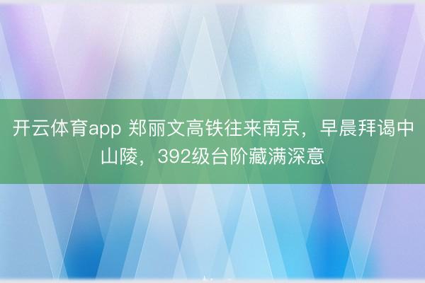 開云體育app 鄭麗文高鐵往來南京,早晨拜謁中山陵,392級臺階藏滿深意