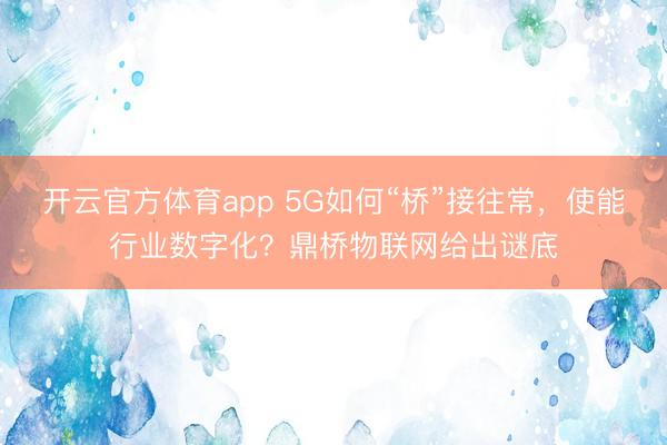 開云官方體育app 5G如何“橋”接往常,使能行業(yè)數字化?鼎橋物聯網給出謎底