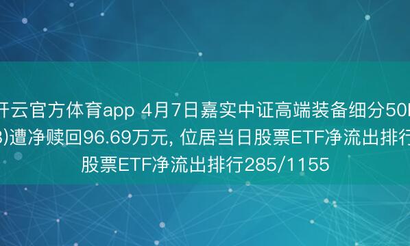 開云官方體育app 4月7日嘉實(shí)中證高端裝備細(xì)分50ETF(159638)遭凈贖回96.69萬元, 位居當(dāng)日股票ETF凈流出排行285/1155