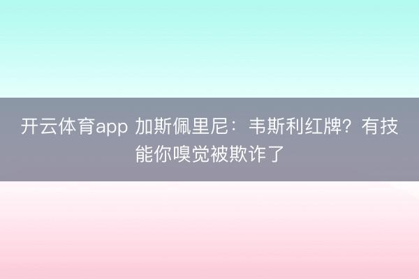 開云體育app 加斯佩里尼:韋斯利紅牌?有技能你嗅覺被欺詐了