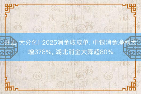 開云 大分化! 2025消金收成單: 中銀消金凈利大增378%, 湖北消金大降超80%